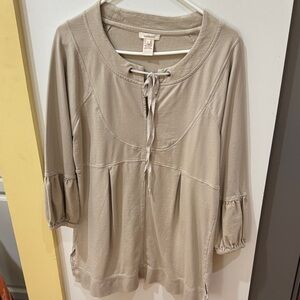 Sundance Beige Tunic Top with Tie-Front